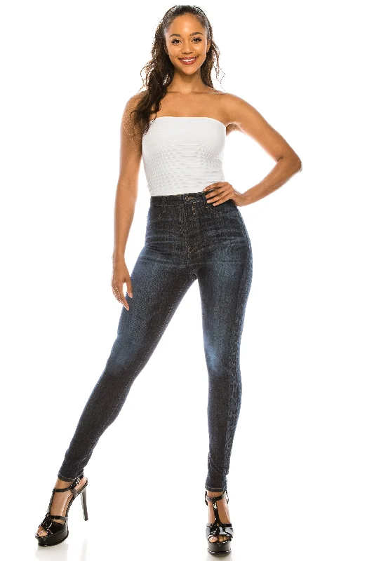 4670 Women's High Waisted Skinny Jeans with Snake Printed Outseam