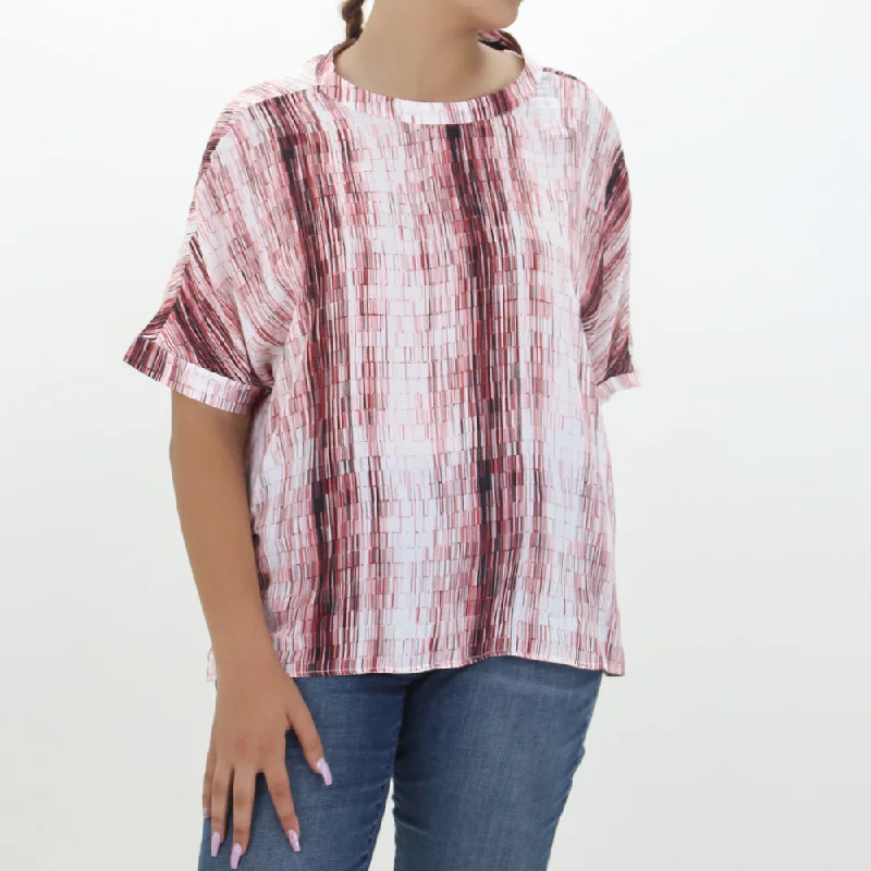 Women's Plaid Printed Top,White