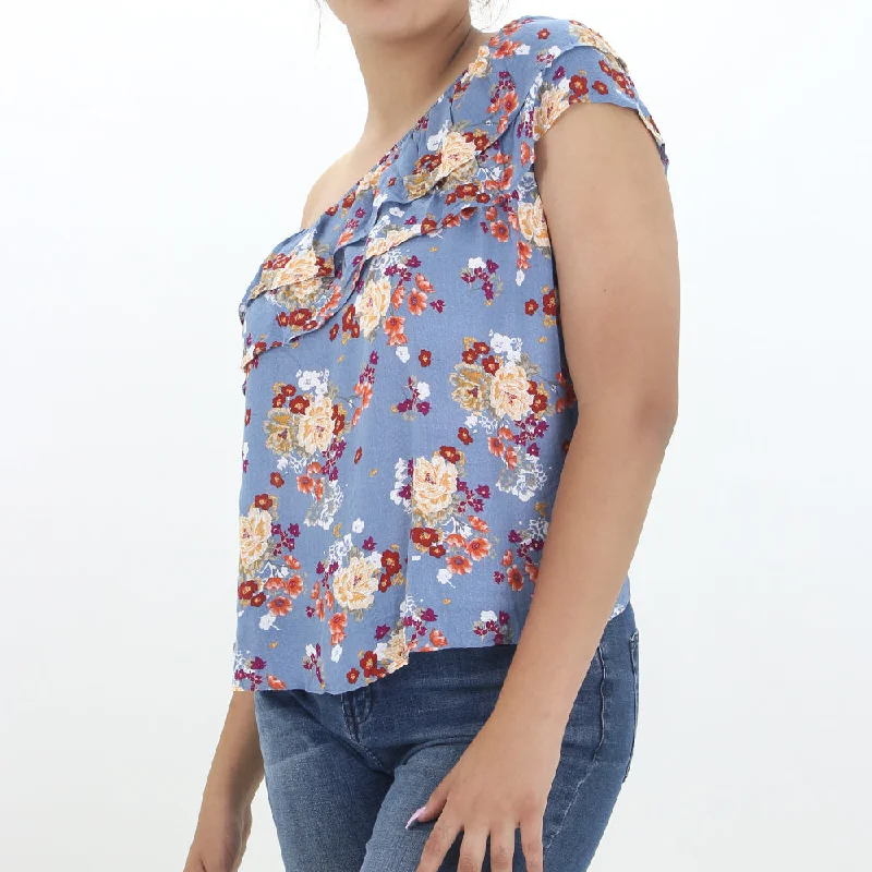 Women's Floral Printed Top,Blue