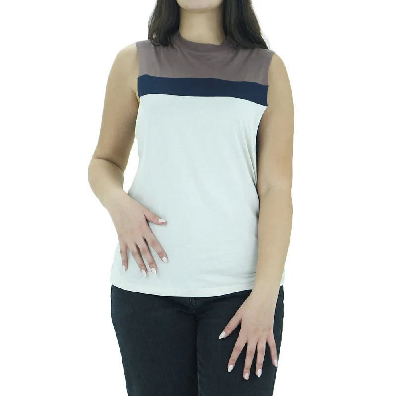 Women's Color Block Casual Top,Beige