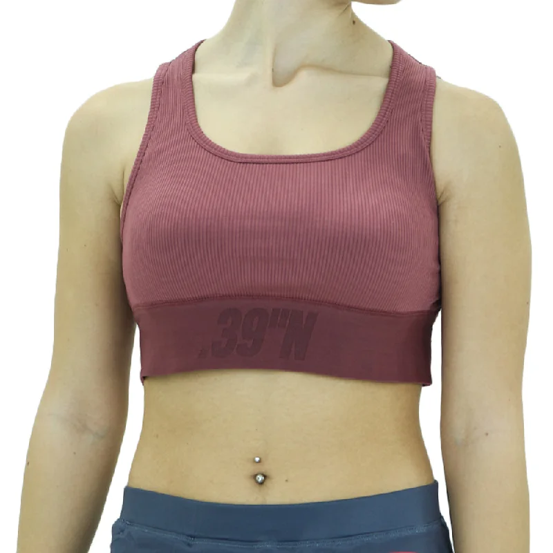 Women's Ribbed Sport Crop Top,Rosewood