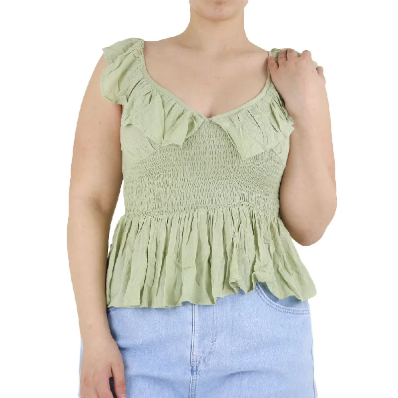 Women's Gathered Waist Top,Pistache