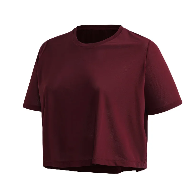 Women's Mesh Crop Top,Burgundy