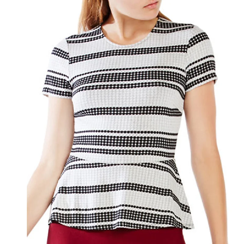 Women's Striped Peplum Top,Black/White