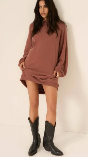 Kai Heathered Funnel Neck Cozy Dress