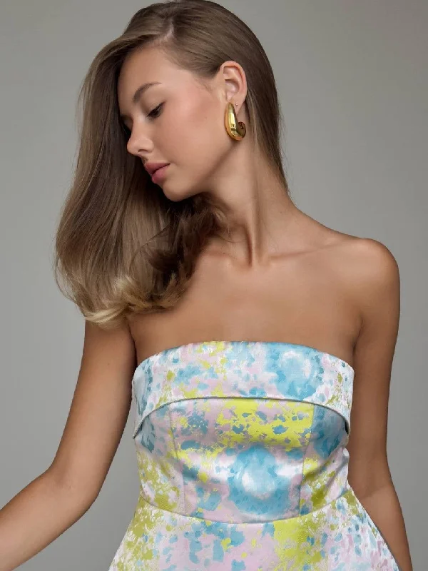 Multicolor Strapless Top