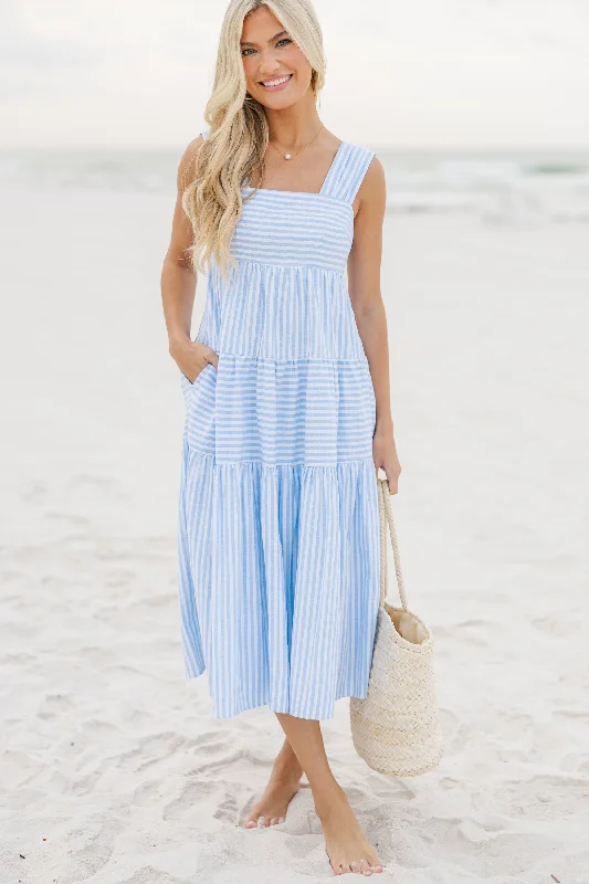 Going The Distance Blue Midi Dress