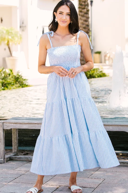 Love Developed Royal Blue Striped Midi Dress