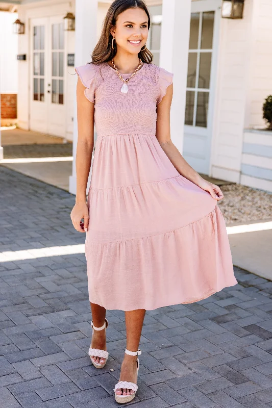 New Experiences Blush Pink Midi Dress