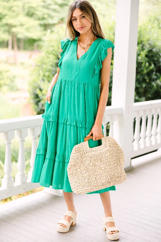 Perfect Day Kelly Green Midi Dress