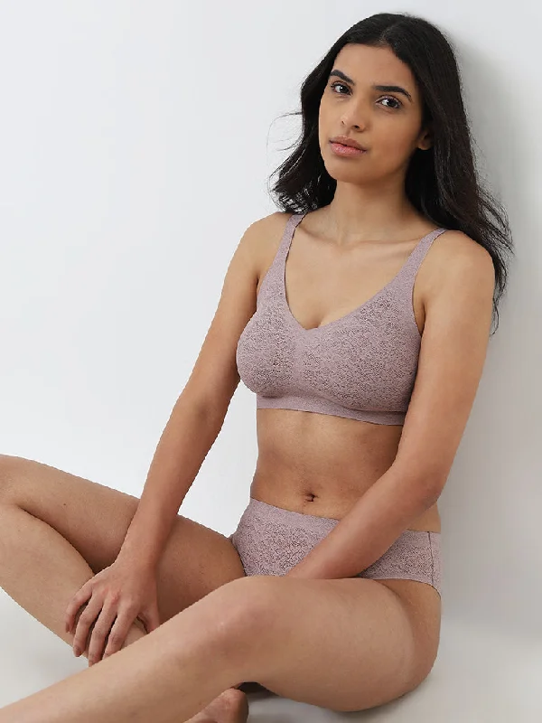 Wunderlove Light Pink Invisible Lace Full Coverage Bra